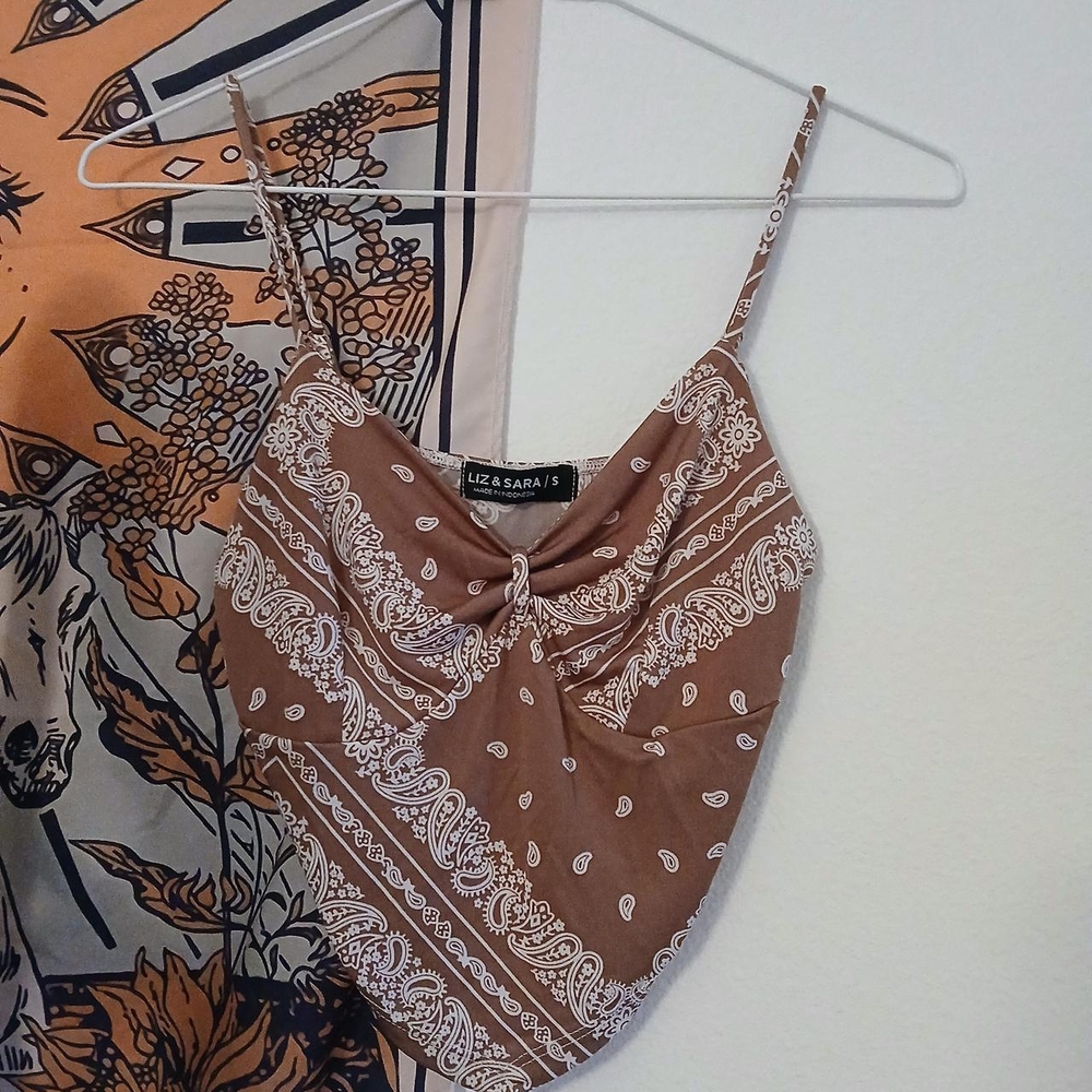Brown Bandana Print Women's Top